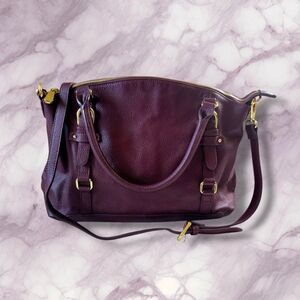 Ora Delphine | NWT Burgundy Leather Convertible Crossbody Satchel